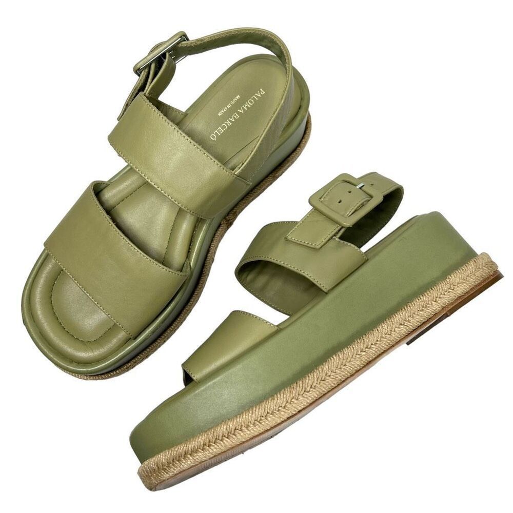 Paloma Barcelo Anthropologie Adeline Platform Sandal‎ Olive Green salvia Size 38